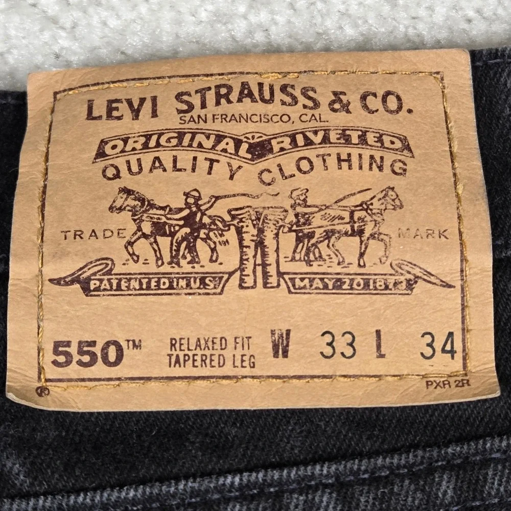 VTG Levis 550 Orange Tab Black Jeans Made In USA Mens 33x33 Relaxed Fit 90s